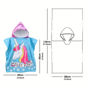 Poncho con capucha y logotipo personalizado barato <span class=keywords><strong>para</strong></span> niños Toalla de playa y natación con estampado de dibujos animados suave <span class=keywords><strong>para</strong></span> bebés - Product Image 3