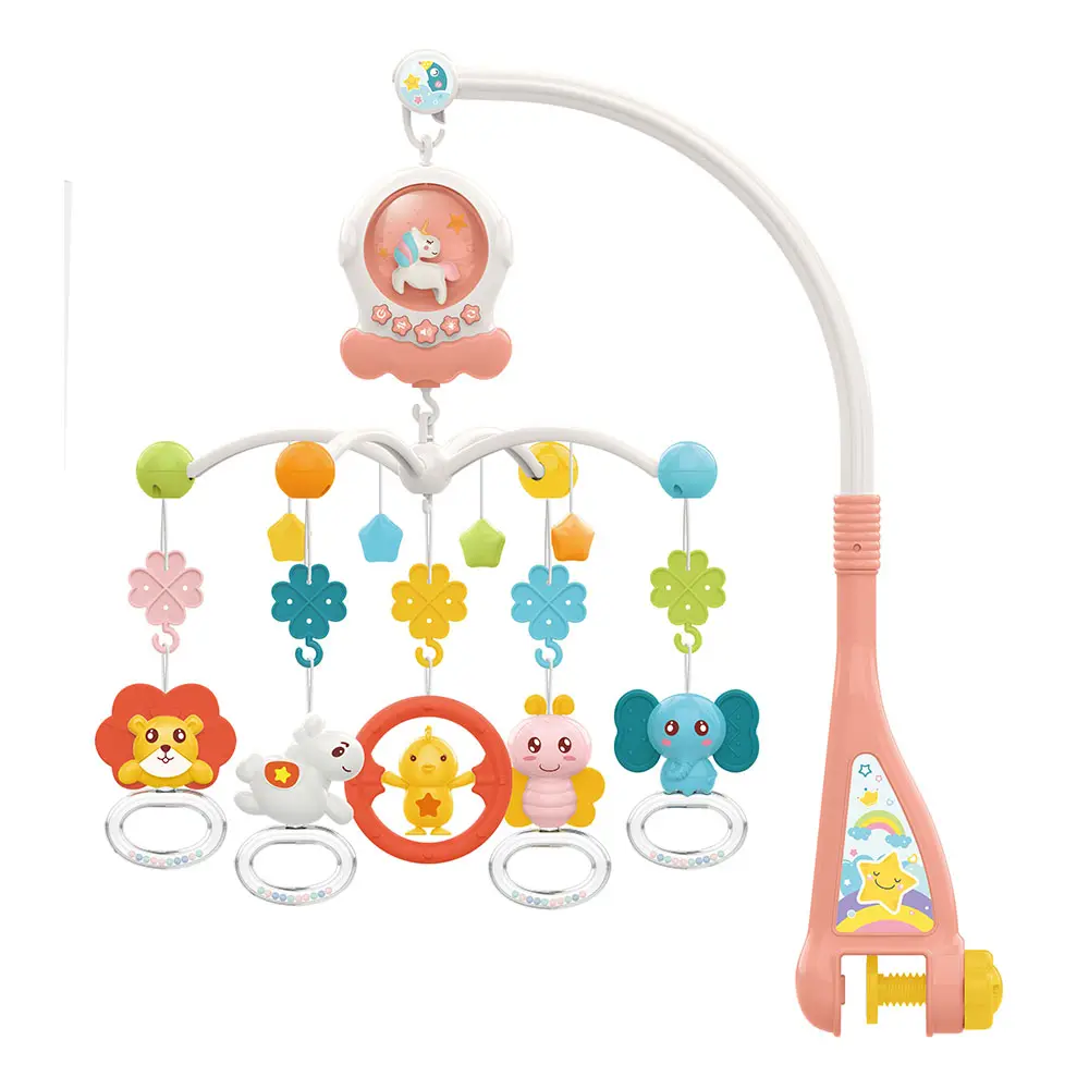 JIESTAR 뜨거운 판매 어린이 침대 장난감 음악과 빛 Cuna movil 아기 유아 신생아 장난감 회전 아기 모바일 유아용 침대 모바일 장난감