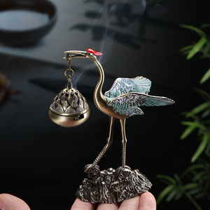 Quemador de Incienso Creativo de Metal con Forma de Grulla, Alas Brillantes, Ideal para Yoga, Meditación, Feng Shui y Decoración del Hogar - Product Image 1