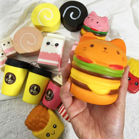 Jouets anti-stress en PU, jouets moelleux géants à remontée lente, chat kawaii, hamburger, pain, jouet sensoriel pour autisme, TDAH, adultes, filles, garçons, cadeaux