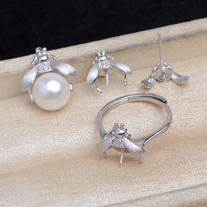 Juego de Accesorios de Plata S925 Wenchi para DIY con Perlas, Anillo Abierto, Pendientes, Colgante y Base Vacía para Mujer, Joyería de Moda China 1320 - Product Image 2