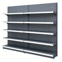 Étagère de présentation de supermarché intégrée robuste sur mesure avec combinaison acier-bois pour les magasins de détail