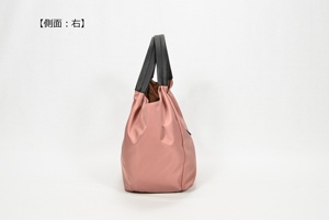 Ladies Minimalist Nylon Tote <b>Purse</b> with Buckle Accent, Lightweight Water-resistant Handbag with <b>Leather</b> Handles - Product Image 5