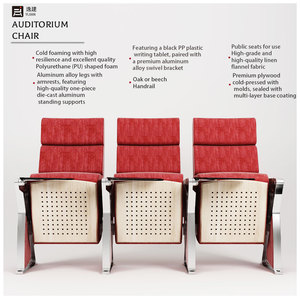 Silla plegable de tela ecológica moderna con tablero de escritura para auditorios, teatros, escuelas, hoteles, hospitales - Product Image 4