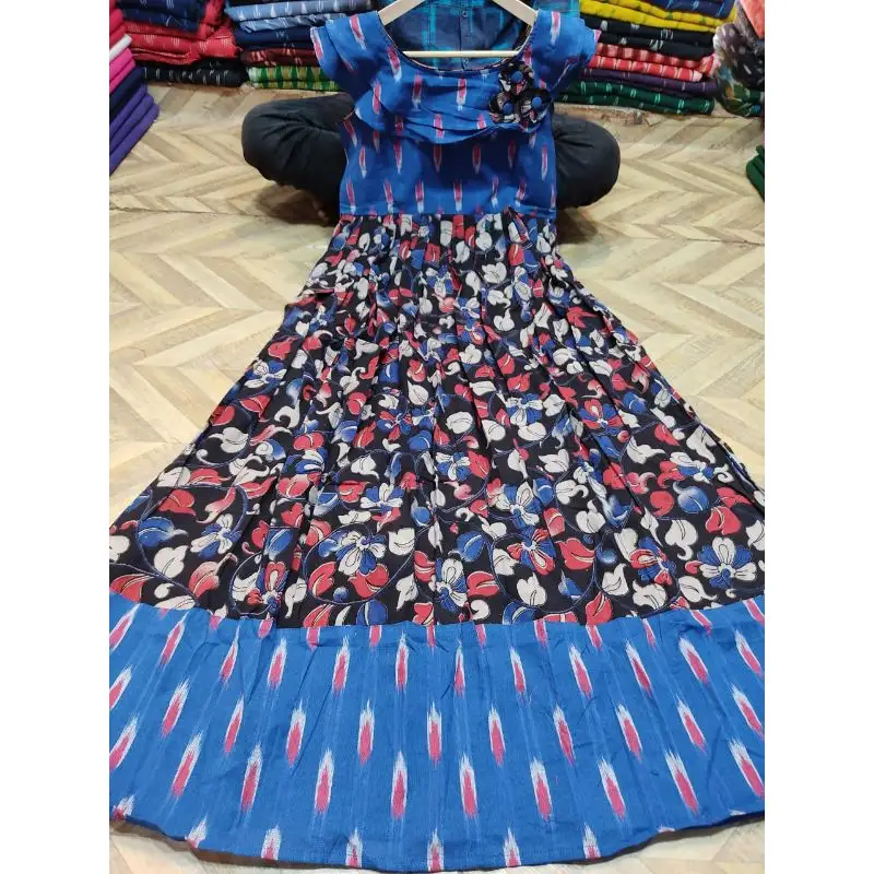 오피스웨어 Kurti 인도 Kurti 아름다운 Ikat 인쇄 Anarkali Kurta kurti 긴 캐주얼 전통 여성의 부드러운 면 여름