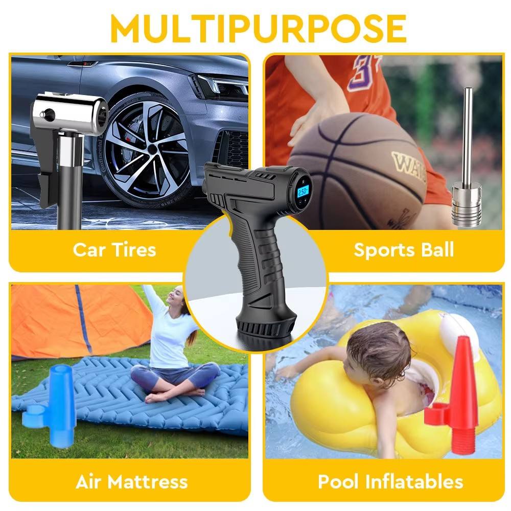 HONGDAK Custom Logo Multifunctional Car Bicycle Bike Handheld Portable WirelessPump Auto Compressor Air Pump Tire Inflators