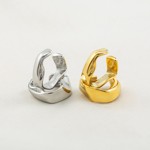 yunnique Geometric <b>Cuff</b> <b>Earrings</b> Gold And Steel Adjustable Ear Bone Clips For Unisex Fashion Jewelry - Product Image 3