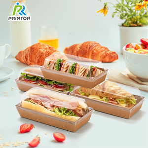 Scatole di Carta Usa e Getta Printon per Charcuterie con Coperchi Trasparenti, Confezioni per Sandwich e Dessert, Scatola Trasparente per Torte - Product Image 2