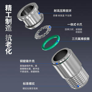 Conector Neumático de Conexión Rápida de Cobre Niquelado POC4-M5 6-01 8-02 10-03 para Manguera de PU, Recto, Hexagonal Interno, Nuevo - Product Image 3