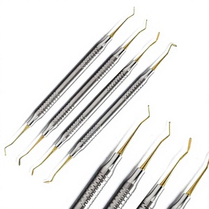 Ensemble de 4 instruments dentaires manuels légers en acier inoxydable allemand plaqué or, de haute qualité, certifiés CE, pour la restauration dentaire - Product Image 1