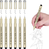 Stylo Micro 02, lot de 6 stylos noirs à pointe fine avec encre archivistique imperméable, stylos à encre fine de 0,28 mm pour l'illustration artistique