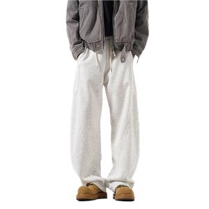 Pantalones de Chándal Personalizados de Alta Calidad, 100% Algodón, Corte Recto, Talla Grande, con Cordón Ajustable y Múltiples Bolsillos, para Hombre - Product Image 4