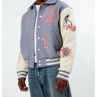 OEM Fabricant Broderie en chenille de haute qualité Manches en cuir pour collège pour femmes Bomber de baseball personnalisée Veste universitaire Letterman