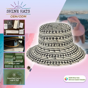 Sombrero de <span class=keywords><strong>Paja</strong></span> para Mujer, Diseño de Lujo Shinehats 2026, Logotipo Personalizado, Dos Tonos, Blanco y Negro, para Verano, Playa, OEM - Product Image 1