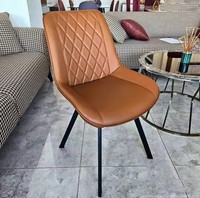 Chaises de salle à manger au design unique, revêtement en cuir italien, structure métallique, imperméables et durables