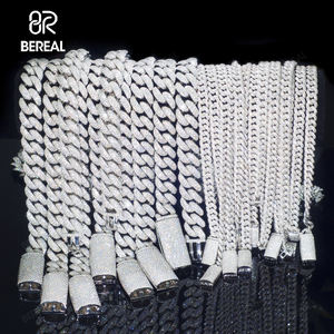 Цепочка-колье и браслет в стиле хип-хоп с кубинским плетением, с выращенными в лаборатории бриллиантами VVS, из золота 14К/10К, мужские украшения - Product Image 1