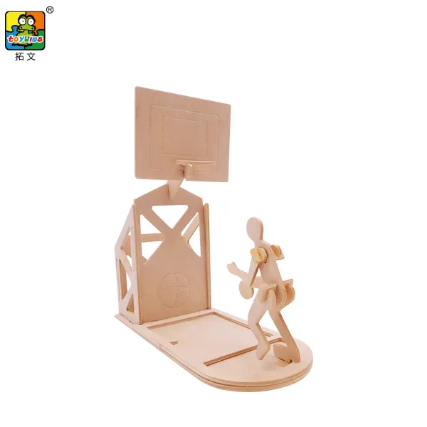 Cotowins 3D लकड़ी के शैक्षिक शिल्प DIY शैक्षिक खिलौना आसान पंच बाहर मस्तिष्क चिढ़ाने पहेली बास्केटबॉल कलम धारक लकड़ी पहेली