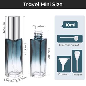 ขวดน้ำหอมแก้วทรงเหลี่ยมพกพาขนาด 5 มล. 10 มล. พร้อมฝาสเปรย์สีน้ำเงินแซฟไฟร์ไล่เฉดสี  ปรับแต่งได้ - Product Image 4