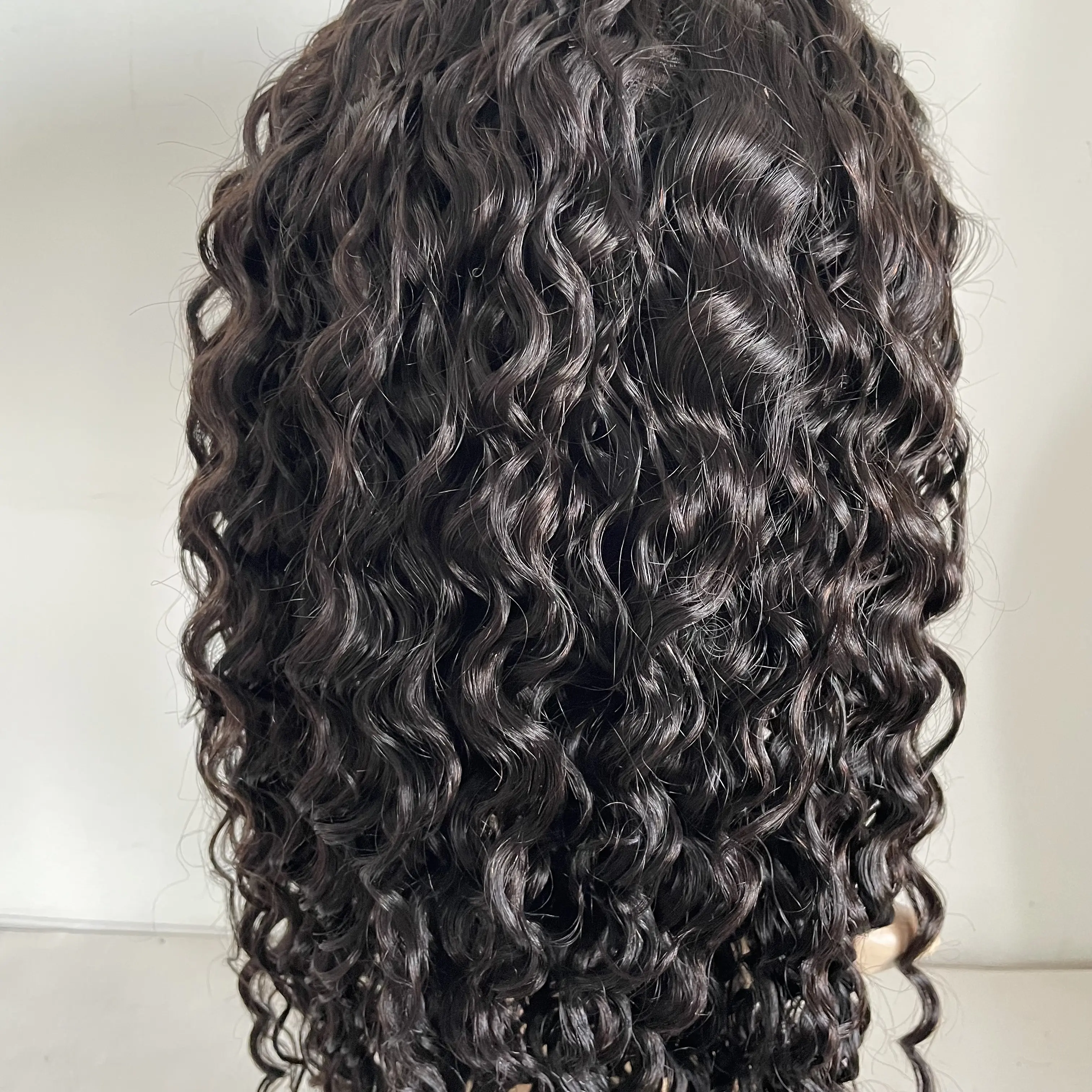New deep curly natural black color raw indian human hair braided wigs lace front