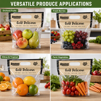 Sacs refermables à fermeture éclair en PET et CPP de qualité alimentaire, imprimés par gravure personnalisée, pour l'emballage de légumes et de fruits, vente en gros