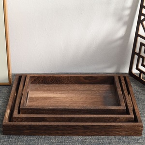 Bandeja de servir de madera maciza de paulonia, color quemado, apta para alimentos, para té, café, uso en hoteles - Product Image 3