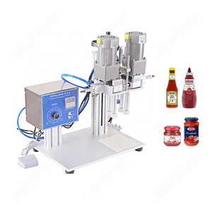 Botella de escritorio semiautomática y sellado de tapas Máquina taponadora de botellas de champú con sujeción de cuatro ruedas - Product Image 1