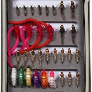 Ensemble de 32 mouches de pêche à la truite, collection de mouches sèches, humides, nymphes, streamers, perdigons, <span class=keywords><strong>euro</strong></span>-mouches, assortiment avec boîte, kits de leurres de pêche à la <span class=keywords><strong>mouche</strong></span> - Product Image 5