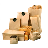 Sacs en papier kraft brun personnalisés pour la vente en gros, sacs d'emballage alimentaire jetables pour plats à emporter, refermables, sans poignée