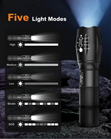 Lampe Torche LED Puissante 1200-5000 Lumens, Lampe de Poche Extérieure Étanche et Zoomable XML T6/P50/P70