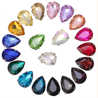 Strass en verre en forme de goutte à coudre, à dos plat, pour chaussures, vêtements et robes, vente en gros du fabricant