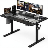 Bureau debout électrique 55x32 - Hauteur réglable, 2 préréglages de mémoire, profondeur de 31,5 pouces, cadre métallique ergonomique, surface en bois d'ingénierie, crochets