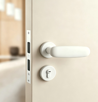 Serrure de porte intérieure en alliage de zinc, ensemble de poignées de porte de style contemporain blanc mat, installation facile ambidextre pour portes intérieures