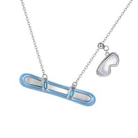 Pendentif Collier Lunettes de Snowboard Bleues Plaqué Or 18K S925 Résistant au Ternissement Longue Durée Bijoux Sportifs Cadeau Tendance