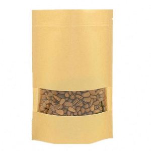 Sacs en papier kraft refermables à fond plat avec fermeture éclair, 20x30cm, pack promotionnel - Product Image 3