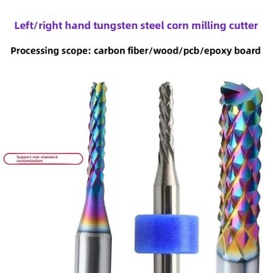 Đầy màu sắc Carbide Ngô phay <span class=keywords><strong>Cutter</strong></span> 3.175/4/6/8 mét altin tráng <span class=keywords><strong>CNC</strong></span> <span class=keywords><strong>Router</strong></span> phay công cụ ODM cho in bảng mạch/Thủy tinh - Product Image 3