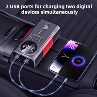 Démarreur portable 6-en-1 : Booster de batterie de voiture, chargeur Power Bank, batterie au lithium, gonfleur de pneus, lampe, rapide 2000A