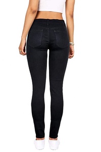 Jean taille haute <span class=keywords><strong>noir</strong></span> pour femmes, <span class=keywords><strong>pantalon</strong></span> en Denim Stretch, déchiré, moulant, mode 2020 - Product Image 3