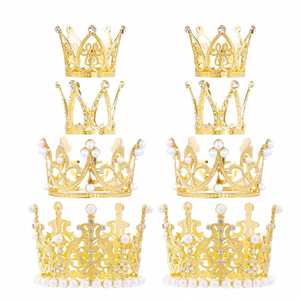 Baking Cake Decoration Pieces Decoration Manufacturers Wholesale Small Crown Heart Tiara Diamond-inlaid Alloy Gold and Silver - Product Image 1