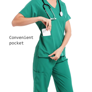 Lengan pendek kostum dokter scrub bedah Set hewan peliharaan klinik pakaian kerja pakaian S-2XL kedokteran gigi seragam perawat setelan Medis wanita - Product Image 3