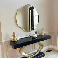 Table Console Noire Sur Mesure Miroir Mural Grand Décor Cadre Doré Asymétrique