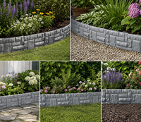 Lot de 4 clôtures de jardin décoratives en imitation pierre, bordure en pierre artificielle, faux bordure en briques de pierre pour jardin