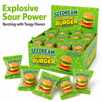 OEM ODM Pittig & Verfrissend Fruitig Smaak Zure Mini Burger Gummy Treat Individueel Verpakt in de Displayverpakking