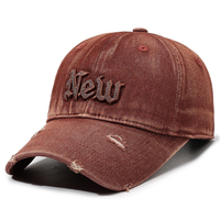 Casquettes de baseball vintage structurées à 6 panneaux, en toile délavée et vieillie, à bord incurvé effiloché, unisexe, avec logo personnalisé, pour commandes en gros
