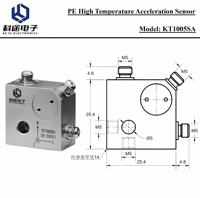 Akselerometer Triaksial Suhu Tinggi Sensor Akselerasi Keluaran Muatan PE Transduser Getaran Piezoelektrik 800g 25pC/g 5kHz