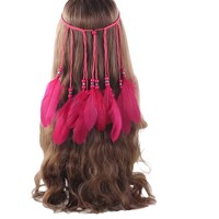Serre-tête unisexe bohème à plumes et pompons, idéal pour Halloween, spectacles, mariages ethniques indiens