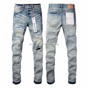 Nuevo con etiquetas Diseño desgastado Destroyed Streetwear Slim Fit Jeans Y2K Paint Ripped Knee Skinny Jeans Hombres Pantalones de mezclilla - Product Image 2
