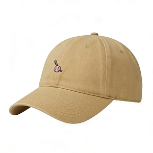 Gorra de Béisbol Color Caqui con Bordado de Bate y Pelota - Gorra de 6 Paneles Ajustable para Deportes y Actividades al Aire Libre - Product Image 2