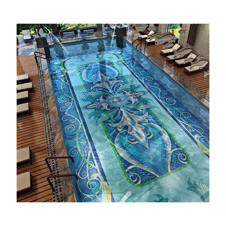 Luxury Swimming Pool Tiles - Blue Glass Mosaic Art
