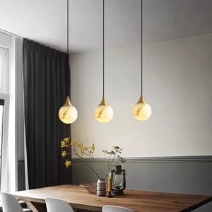 Modern Chinese Pendant <b>Light</b> Gold Marble Round LED E27 Home Decor <b>Chandelier</b> - Product Image 3