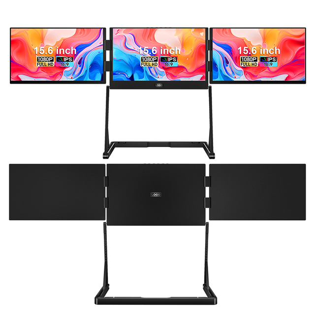 B2B/OEM/Wholesales/Distribution/Custom Logo 2026 New IPS Laptop Extender 3-Screen Display 15.6-Inch Portable Quad Monitor for